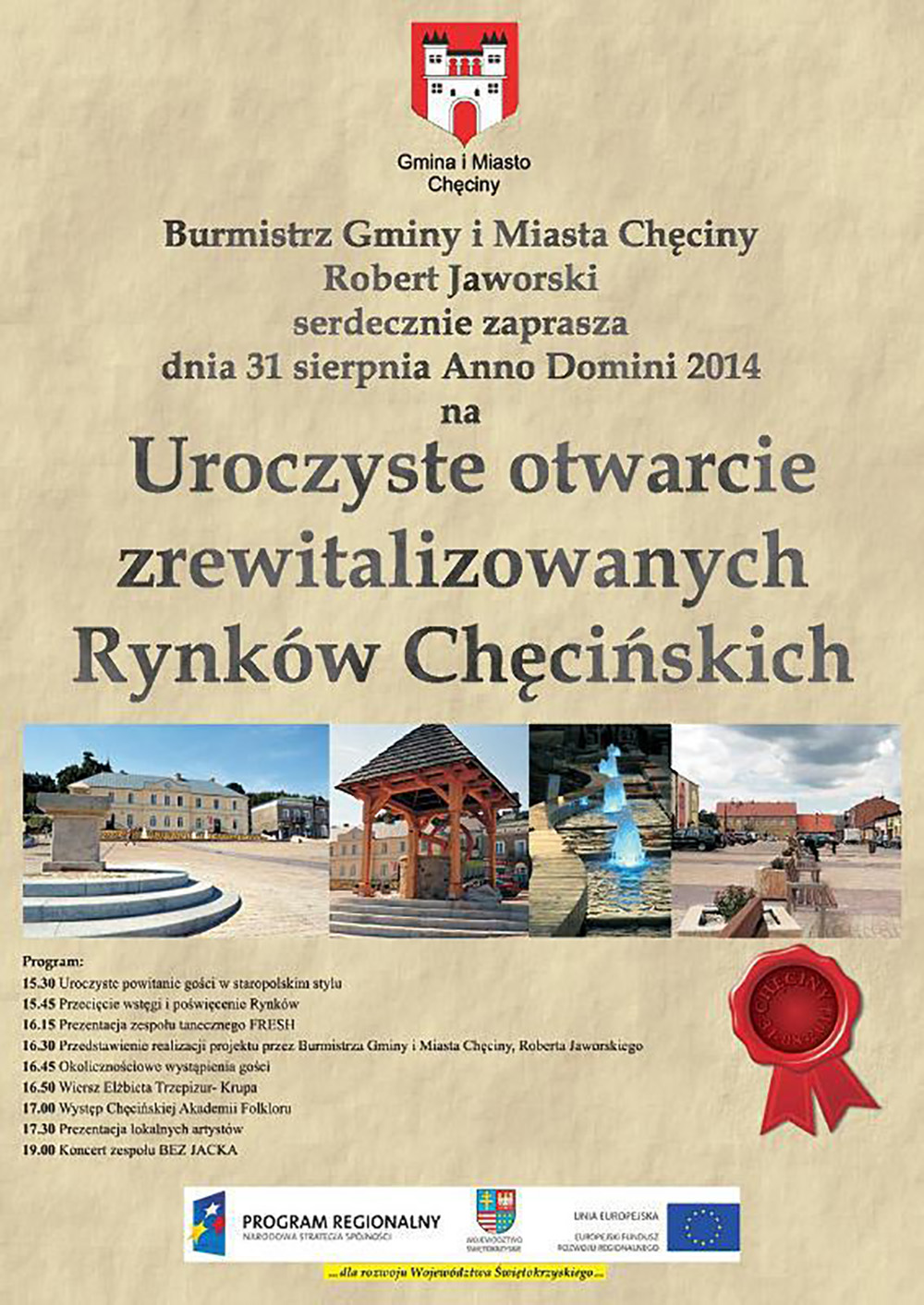 Uroczyste otwarcie zrewitalizowanych Rynków Chęcińskich